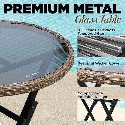 Metal Wicker Bistro Set with Round Table