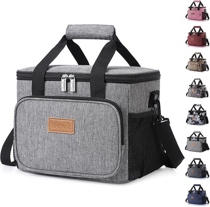 Lifewit Medium Lunch Bag Insulated Lunch Box Soft Cooler Cooling Tote for Adult Men Women, Black 12-Can (9L)