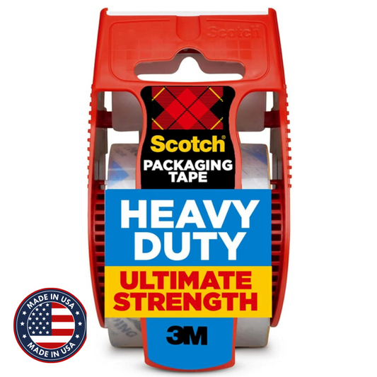 Scotch Heavy Duty Shipping Packaging Tape, 1.88" x 27.7 yd, Great for Packing, Shipping & Moving, Clear, 1 Dispensered Roll (142L)