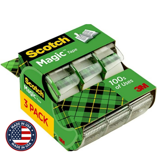 Scotch Magic Tape, 3 Dispensered Rolls, Numerous Applications, Invisible, Clear Tape Engineered for Repairing, 3/4 x 300 Inches