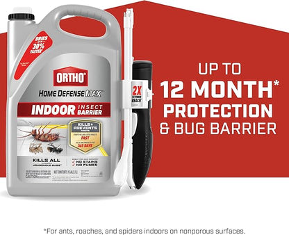 Ortho Home Defense Max Indoor Insect Barrier with Extended Reach Comfort Wand, Kills Ants, Roaches, Spiders, Fleas and Ticks, 1 gal.