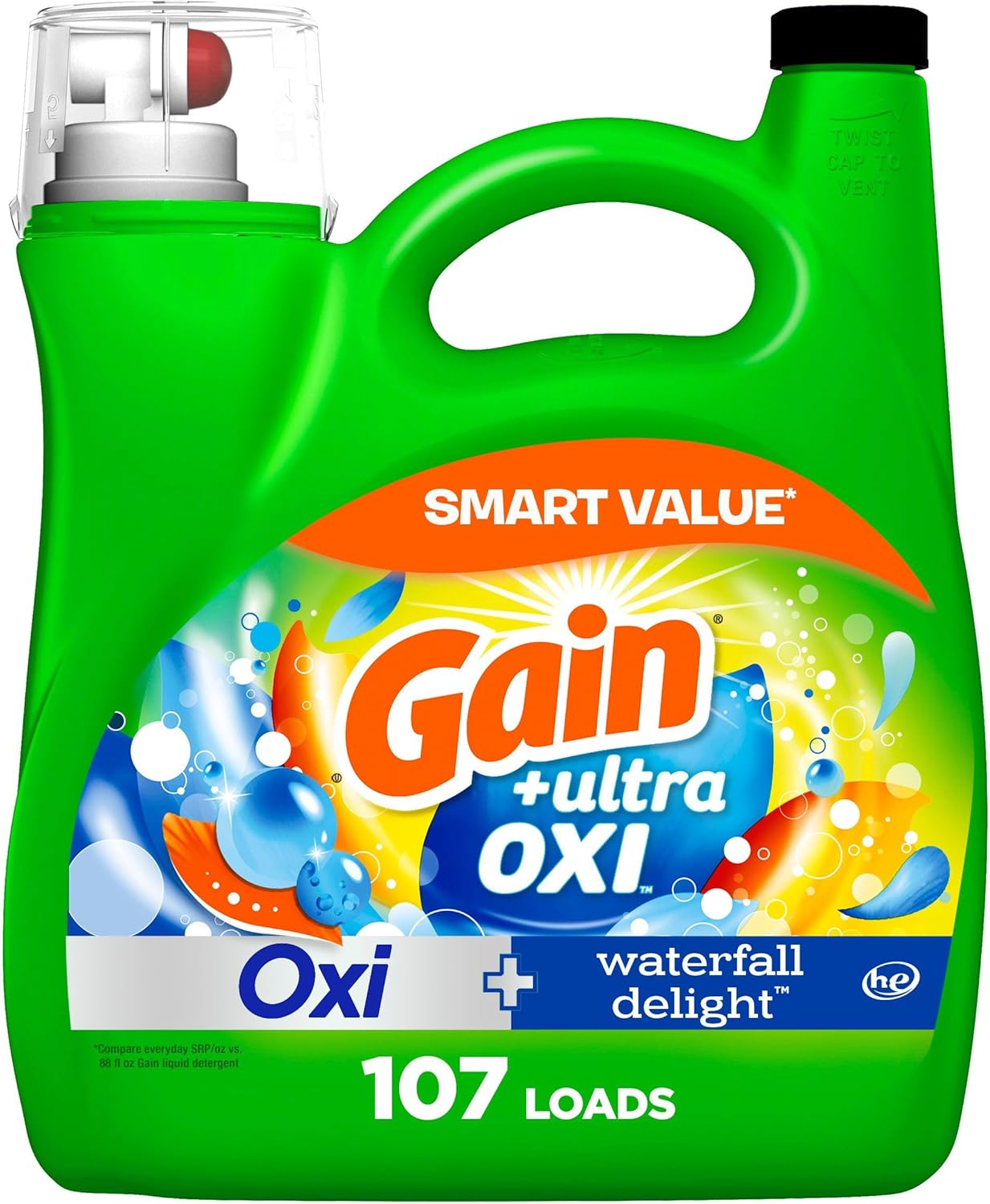 Gain + Aroma Boost Laundry Detergent Liquid, Original Scent, 107 Loads, 154 fl oz, HE Compatible Laundry Soap with Febreze and Oxi, Gain Laundry Detergent, Liquid Laundry Detergent