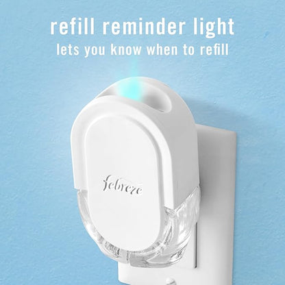 Febreze Plug In Air Freshener, Odor-Fighting Scented Oil Starter Kit, Air Fresheners for Home and Bathroom and Kitchen, Long Lasting for Strong Odors, UnStopables Fresh Scent, Warmer + 2 Refill