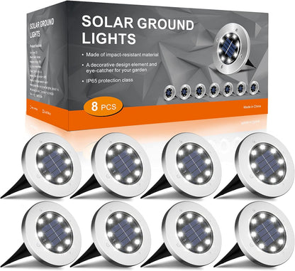 Solar Lights for Outside,8 Pack Solar Light Outdoor Waterproof, Garden Lights Landscape Lighting for Patio Pathway Lawn Driveway Walkway White