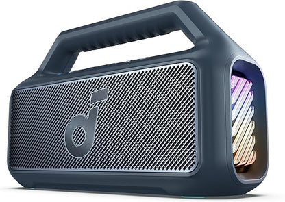 soundcore Boom 2 By Anker, Outdoor Speaker, 80W, Subwoofer, BassUp 2.0, 24H Playtime, IPX7 Waterproof, Floatable, RGB Lights, USB-C, Custom EQ, Bluetooth 5.3, Portable for Camping, Beach, and Backyard