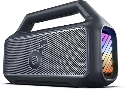 soundcore Boom 2 By Anker, Outdoor Speaker, 80W, Subwoofer, BassUp 2.0, 24H Playtime, IPX7 Waterproof, Floatable, RGB Lights, USB-C, Custom EQ, Bluetooth 5.3, Portable for Camping, Beach, and Backyard